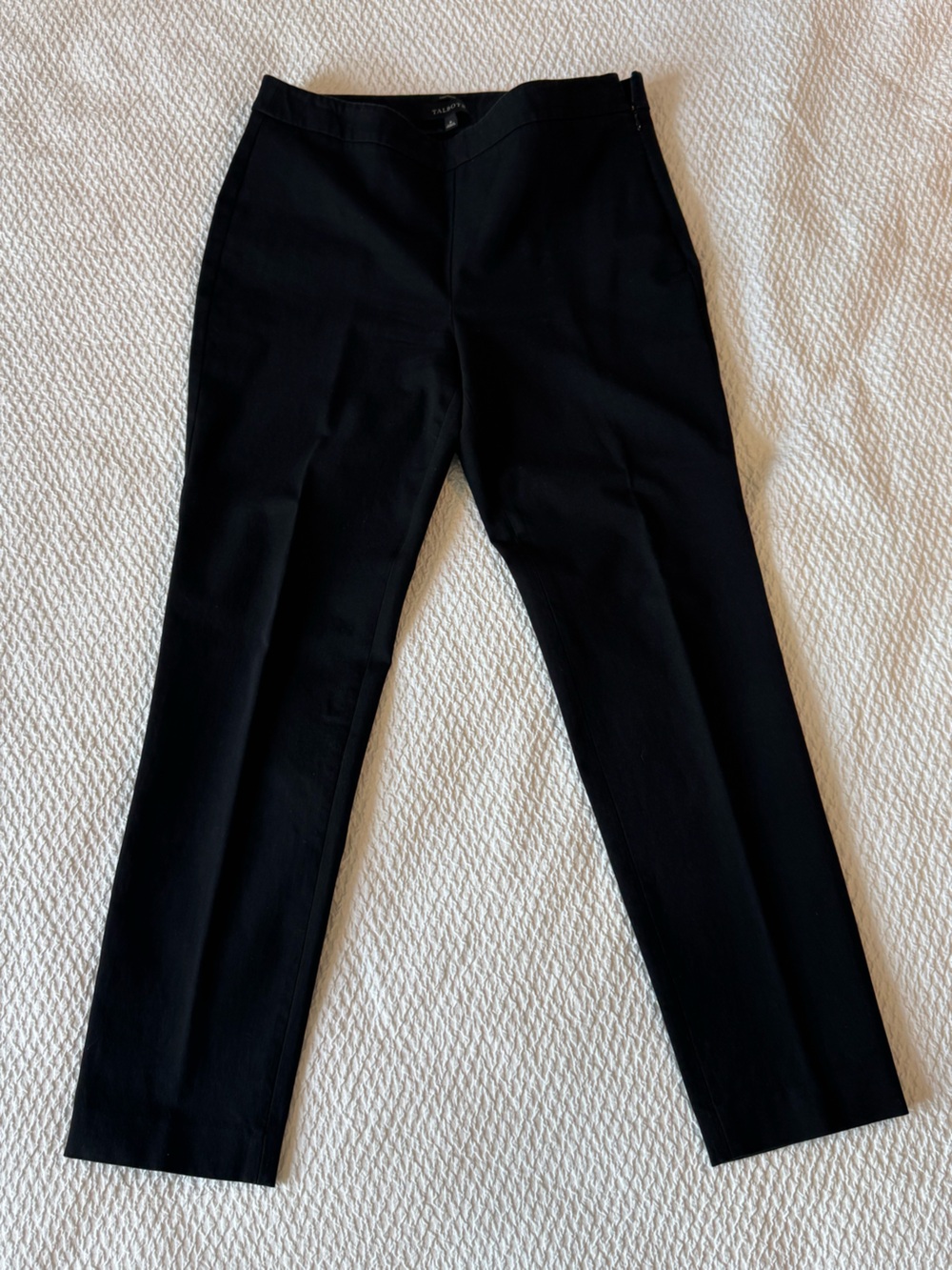 Talbots Pants Women’s Black Chatham Ankle Side Zip Flat Front Cotton Stretch 8